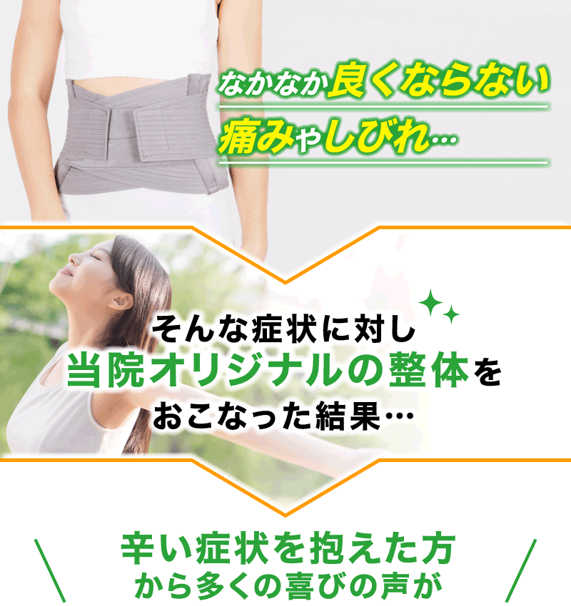 つらい症状を抱えた方から多くの喜びの声が